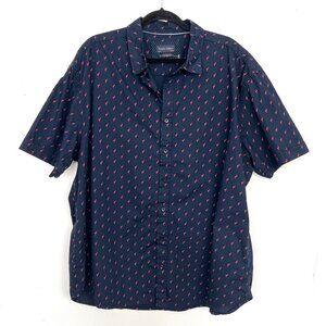Gentleman's Outfitters Short Sleeve Button Down Shirt Navy Flamingo Print 3X